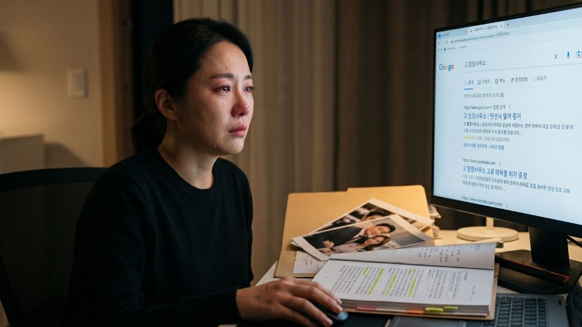 배우자의 외도로 인해 탐정사무소를 검색하고 있는 고객 