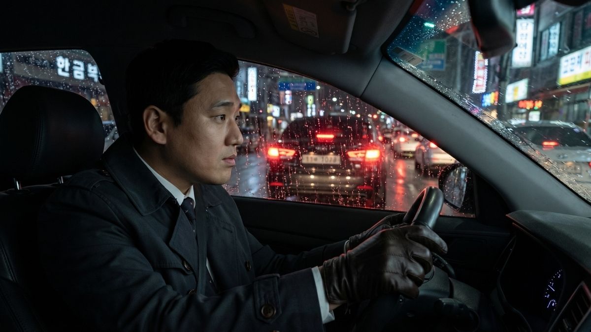 차량을 타고 가면서 추적하고 있는 고탐정