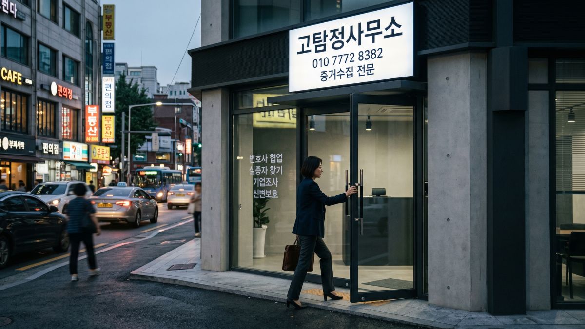 고탐정사무소로 들어가고 있는 여자